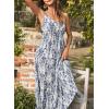 imageDokotoo Summer Dress Casual Womens Boho Dress Sleeveless Printed Long Tiered Maxi Dress Beach Dress 2025Blue