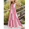 imageDokotoo Summer Dress Casual Womens Boho Dress Sleeveless Printed Long Tiered Maxi Dress Beach Dress 2025Red