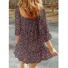 imageDokotoo Summer Dresses for Women 2025 Boho Floral Square Neck Smocked 34 Sleeve Casual ALine Swing Mini Dress SundressBlue