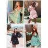 imageDokotoo Womens 2024 Polka Dot Deep V Neck Ruffle Long Sleeve Open Back Flowy Mini DressSolid2 Green