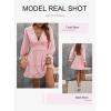 imageDokotoo Womens 2024 Polka Dot Deep V Neck Ruffle Long Sleeve Open Back Flowy Mini DressSolid2 Pink