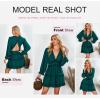 imageDokotoo Womens 2025 Summer Spring Deep V Neck Ruffle Long Sleeve Open Back Flowy Mini DressDark Green