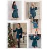 imageDokotoo Womens 2025 Summer Spring Deep V Neck Ruffle Long Sleeve Open Back Flowy Mini DressDark Green