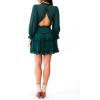 imageDokotoo Womens 2025 Summer Spring Deep V Neck Ruffle Long Sleeve Open Back Flowy Mini DressDark Green