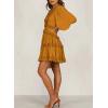 imageDokotoo Womens 2025 Summer Spring Deep V Neck Ruffle Long Sleeve Open Back Flowy Mini DressSolid Orange