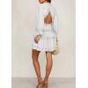 imageDokotoo Womens 2025 Summer Spring Deep V Neck Ruffle Long Sleeve Open Back Flowy Mini DressSolid White