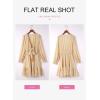 imageDokotoo Womens Casual Spring Fall 2025 Deep V Neck Knotted Tiered Chiffon Elegant Mini Short Swing Skater Dresses3 Apricot 2