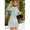 imageDokotoo Womens Casual Spring Fall 2025 Deep V Neck Knotted Tiered Chiffon Elegant Mini Short Swing Skater Dresses3 Green