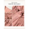 imageDokotoo Womens Casual Spring Fall 2025 Deep V Neck Knotted Tiered Chiffon Elegant Mini Short Swing Skater Dresses3 Pink 4
