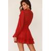 imageDokotoo Womens Casual Spring Fall 2025 Deep V Neck Knotted Tiered Chiffon Elegant Mini Short Swing Skater Dresses3 Red 2