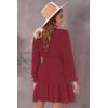 imageDokotoo Womens Casual Spring Fall 2025 Deep V Neck Knotted Tiered Chiffon Elegant Mini Short Swing Skater Dresses3 Red