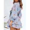 imageDokotoo Womens Casual Spring Fall 2025 Deep V Neck Knotted Tiered Chiffon Elegant Mini Short Swing Skater Dresses4 Blue