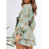 imageDokotoo Womens Casual Spring Fall 2025 Deep V Neck Knotted Tiered Chiffon Elegant Mini Short Swing Skater Dresses4 Green