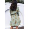 imageDokotoo Womens Casual Spring Fall 2025 Deep V Neck Knotted Tiered Chiffon Elegant Mini Short Swing Skater Dresses4 Green