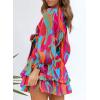 imageDokotoo Womens Casual Spring Fall 2025 Deep V Neck Knotted Tiered Chiffon Elegant Mini Short Swing Skater Dresses4 Multicolored 3