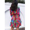 imageDokotoo Womens Casual Spring Fall 2025 Deep V Neck Knotted Tiered Chiffon Elegant Mini Short Swing Skater Dresses4 Multicolored 3