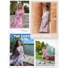 imageDokotoo Womens Casual Spring Fall 2025 Deep V Neck Knotted Tiered Chiffon Elegant Mini Short Swing Skater Dresses4 Multicolored 3