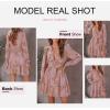 imageDokotoo Womens Casual Spring Fall 2025 Deep V Neck Knotted Tiered Chiffon Elegant Mini Short Swing Skater Dresses4 Pink
