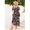 imageDokotoo Womens Dresses 2025 Square Neck Tie Backless Summer Dresses Cap Sleeve Floral Buttoned Empire Waist Maxi DressBlack