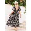 imageDokotoo Womens Dresses 2025 Square Neck Tie Backless Summer Dresses Cap Sleeve Floral Buttoned Empire Waist Maxi DressBlack