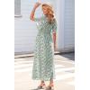 imageDokotoo Womens Dresses 2025 Square Neck Tie Backless Summer Dresses Cap Sleeve Floral Buttoned Empire Waist Maxi DressGreen