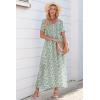 imageDokotoo Womens Dresses 2025 Square Neck Tie Backless Summer Dresses Cap Sleeve Floral Buttoned Empire Waist Maxi DressGreen