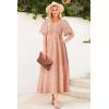 imageDokotoo Womens Dresses 2025 Square Neck Tie Backless Summer Dresses Cap Sleeve Floral Buttoned Empire Waist Maxi DressPink
