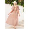 imageDokotoo Womens Dresses 2025 Square Neck Tie Backless Summer Dresses Cap Sleeve Floral Buttoned Empire Waist Maxi DressPink