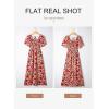 imageDokotoo Womens Dresses 2025 Square Neck Tie Backless Summer Dresses Cap Sleeve Floral Buttoned Empire Waist Maxi DressRed
