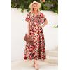 imageDokotoo Womens Dresses 2025 Square Neck Tie Backless Summer Dresses Cap Sleeve Floral Buttoned Empire Waist Maxi DressRed