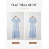 imageDokotoo Womens Dresses 2025 Square Neck Tie Backless Summer Dresses Cap Sleeve Floral Buttoned Empire Waist Maxi DressSky Blue