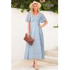 imageDokotoo Womens Dresses 2025 Square Neck Tie Backless Summer Dresses Cap Sleeve Floral Buttoned Empire Waist Maxi DressSky Blue