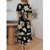 imageDokotoo Womens Dresses V Neck Empire Waist Dress Summer Spring Short Sleeve Elegant Flowy Long Floral Maxi DressBlack
