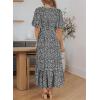 imageDokotoo Womens Dresses V Neck Empire Waist Dress Summer Spring Short Sleeve Elegant Flowy Long Floral Maxi DressBlack Floral