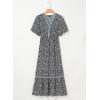 imageDokotoo Womens Dresses V Neck Empire Waist Dress Summer Spring Short Sleeve Elegant Flowy Long Floral Maxi DressBlack Floral