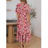 imageDokotoo Womens Dresses V Neck Empire Waist Dress Summer Spring Short Sleeve Elegant Flowy Long Floral Maxi DressRose