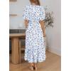 imageDokotoo Womens Dresses V Neck Empire Waist Dress Summer Spring Short Sleeve Elegant Flowy Long Floral Maxi DressSky Blue