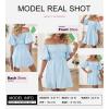 imageDokotoo Womens Off The Shoulder Summer Dresses 2025 Short Lantern Sleeve Ruffle Elastic Waist ALine Casual Mini DressB Sky Blue