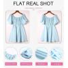 imageDokotoo Womens Off The Shoulder Summer Dresses 2025 Short Lantern Sleeve Ruffle Elastic Waist ALine Casual Mini DressB Sky Blue