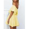 imageDokotoo Womens Off The Shoulder Summer Dresses 2025 Short Lantern Sleeve Ruffle Elastic Waist ALine Casual Mini DressD Yellow