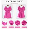 imageDokotoo Womens Off The Shoulder Summer Dresses 2025 Short Lantern Sleeve Ruffle Elastic Waist ALine Casual Mini DressHot Pink
