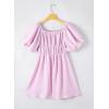 imageDokotoo Womens Off The Shoulder Summer Dresses 2025 Short Lantern Sleeve Ruffle Elastic Waist ALine Casual Mini DressPurple
