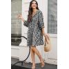 imageDokotoo Womens Summer Dresses 2025 Boho Floral Drawstring V Neck Chiffon Lantern Sleeve Beach Vacation Mini Dress SundressBlack
