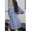 imageDokotoo Womens Summer Dresses 2025 Boho Floral Drawstring V Neck Chiffon Lantern Sleeve Beach Vacation Mini Dress SundressBlue