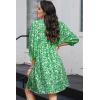 imageDokotoo Womens Summer Dresses 2025 Boho Floral Drawstring V Neck Chiffon Lantern Sleeve Beach Vacation Mini Dress SundressGreen