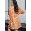 imageDokotoo Womens Summer Dresses 2025 Boho Floral Drawstring V Neck Chiffon Lantern Sleeve Beach Vacation Mini Dress SundressOrange