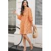 imageDokotoo Womens Summer Dresses 2025 Boho Floral Drawstring V Neck Chiffon Lantern Sleeve Beach Vacation Mini Dress SundressOrange