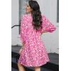 imageDokotoo Womens Summer Dresses 2025 Boho Floral Drawstring V Neck Chiffon Lantern Sleeve Beach Vacation Mini Dress SundressRose