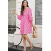 imageDokotoo Womens Summer Dresses 2025 Boho Floral Drawstring V Neck Chiffon Lantern Sleeve Beach Vacation Mini Dress SundressRose