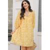 imageDokotoo Womens Summer Dresses 2025 Boho Floral Drawstring V Neck Chiffon Lantern Sleeve Beach Vacation Mini Dress SundressYellow